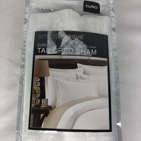 Smoothweave Tailored European Pillow Sham in White Soft Flange - Picture 3 of 9
